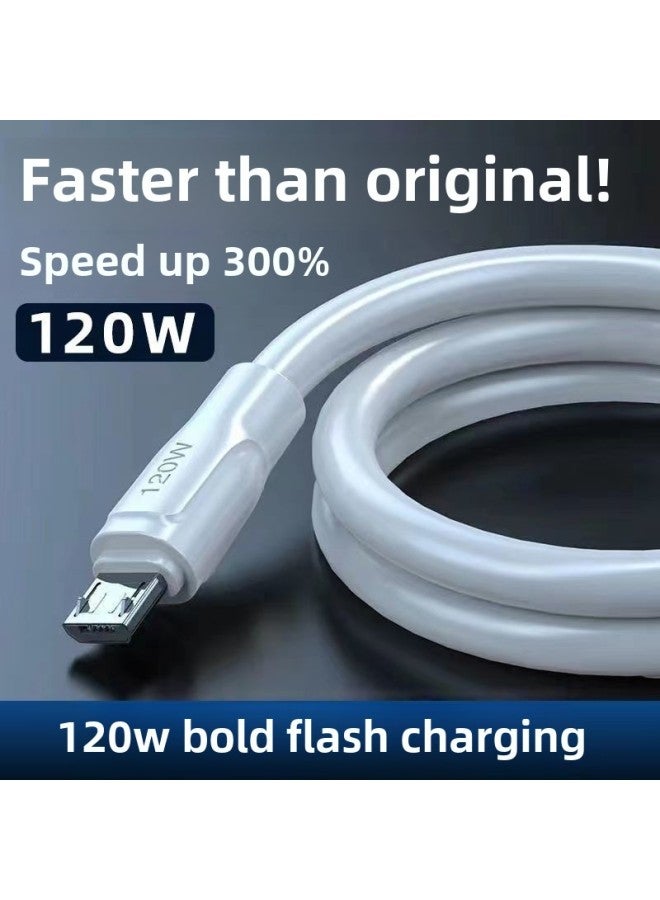 خط شحن جريء 120 وات قابل للتطبيق على خط بيانات Huawei TypeC 6A المطول Vivo Super Flash Fast Charging Android Line اللون: 3 عبوات (واجهة شبه منحرفة android) - 2 متر - Image 1